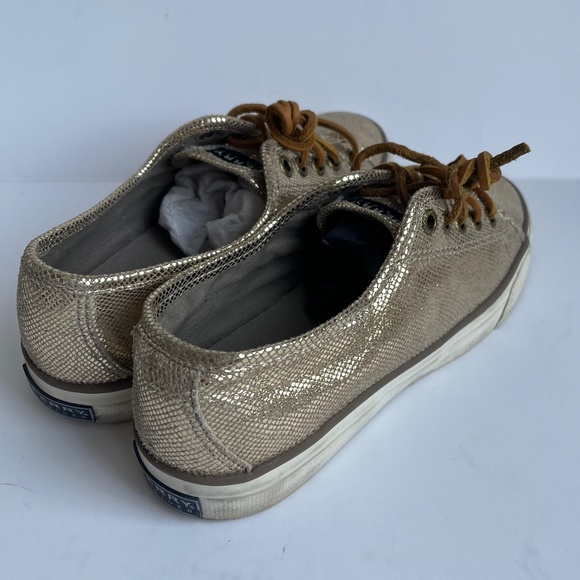 Sperry Crest Vibe Leather Reptile Gold Leather Barrel‎ Lace Cushioned Sneaker - Picture 6 of 11